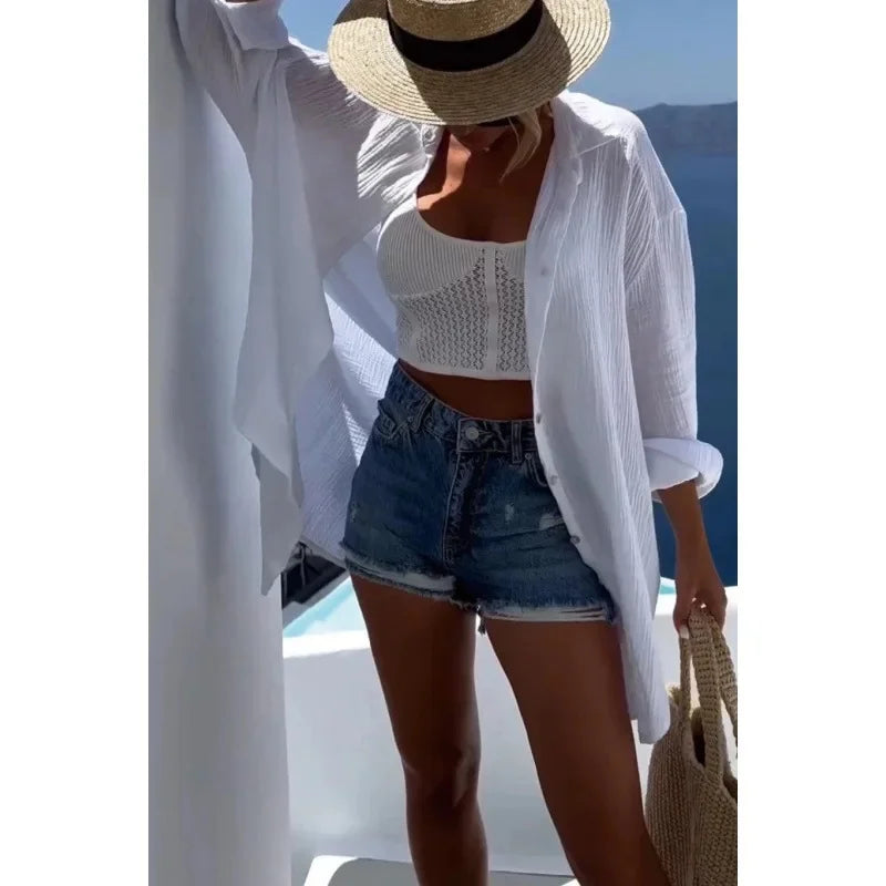Women’s Casual Cotton Linen Long Sleeve Blouse – Lightweight Summer Top for Daily Wear & Outings