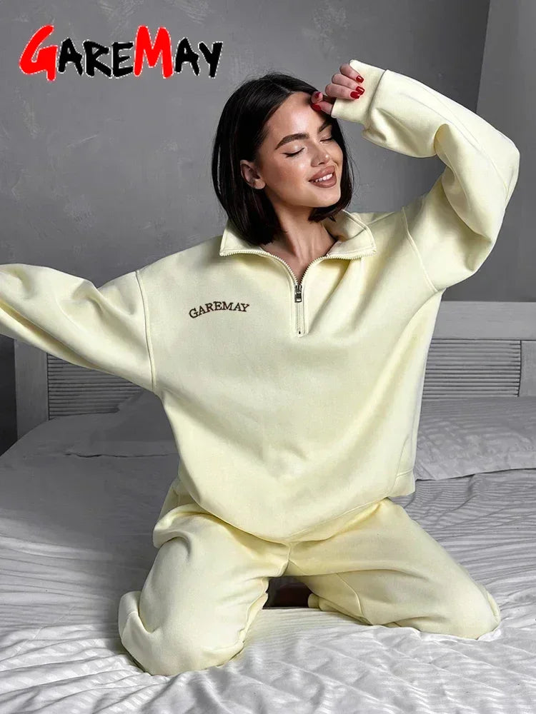 Cotton Two-Piece Tracksuit Set with Zipper