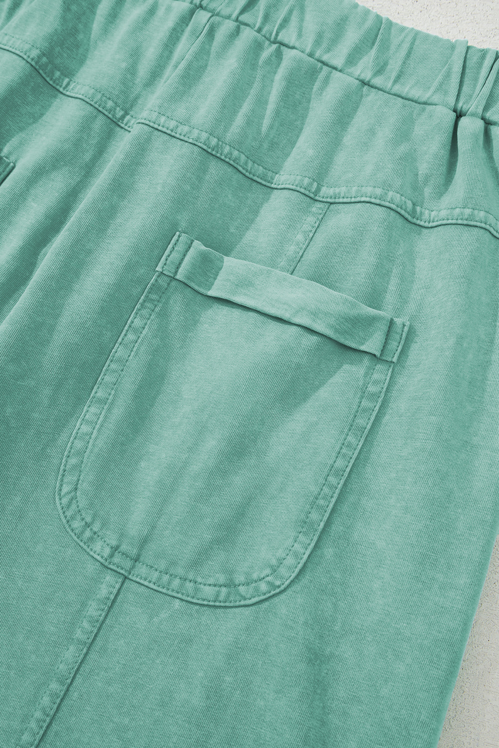 High-Waist Mineral Wash Cargo Pants , Wide Leg with Drawstring & Exposed Seams