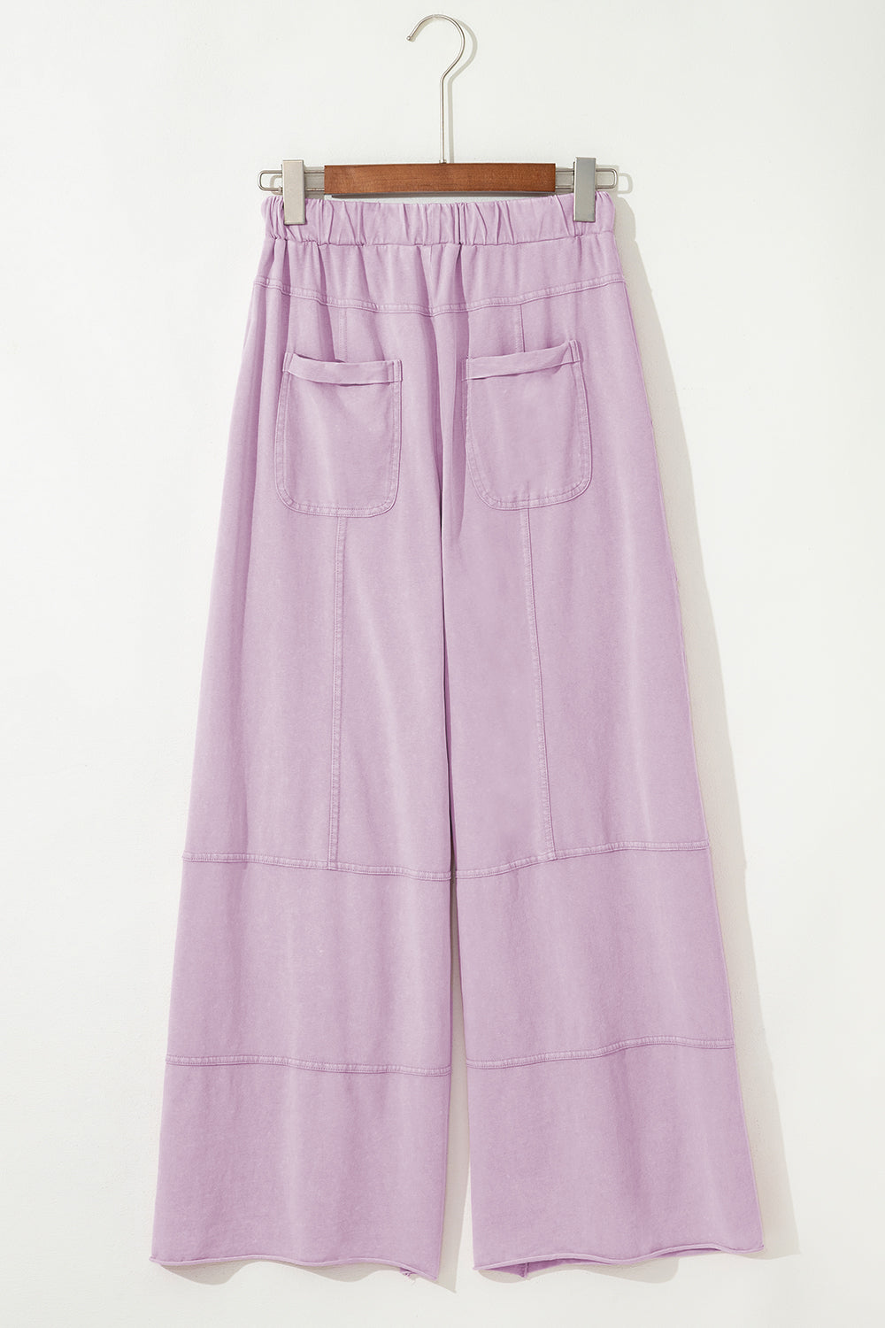 High-Waist Mineral Wash Cargo Pants , Wide Leg with Drawstring & Exposed Seams