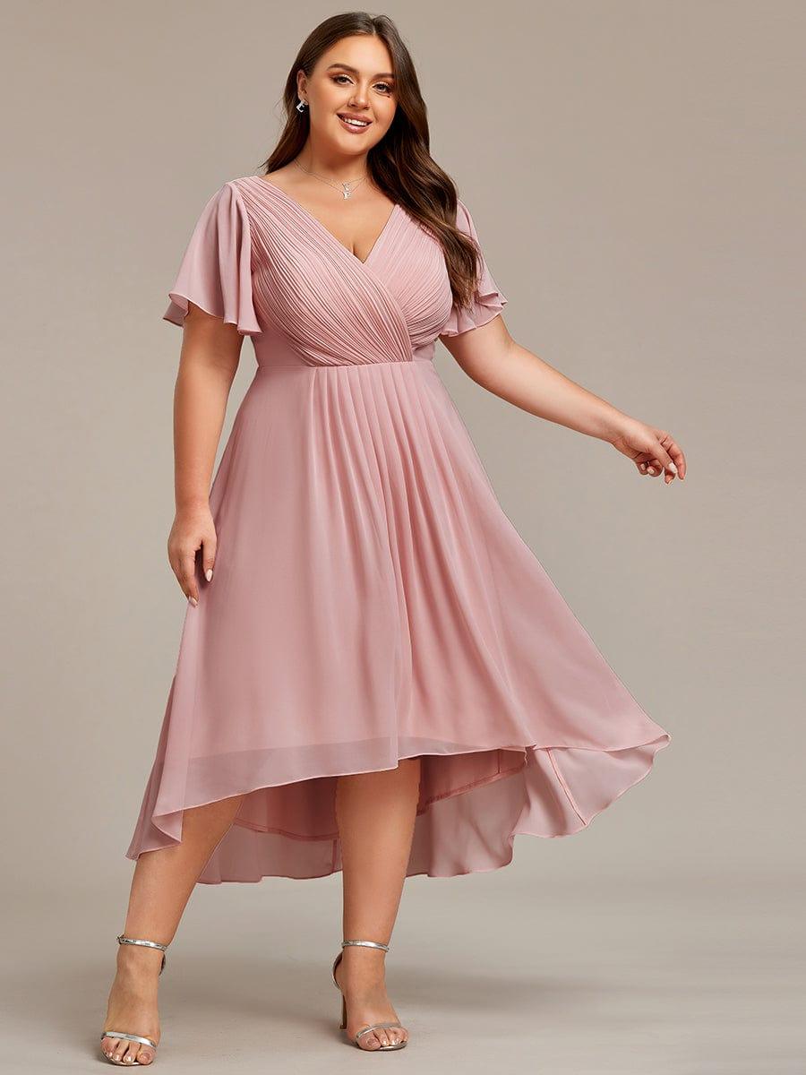 Stunning High-Low V-Neck Dress: Elevate Your Wedding Guest Style!
