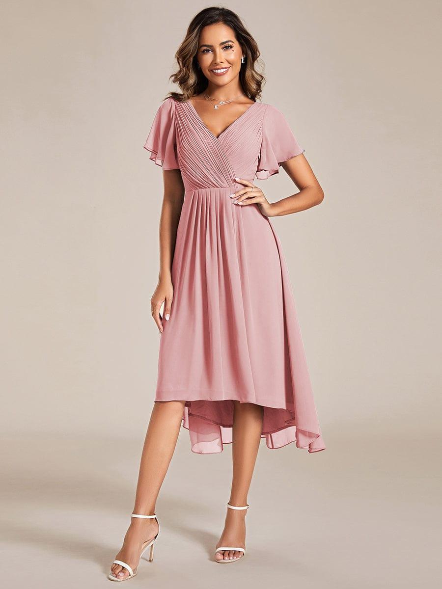 Stunning High-Low V-Neck Dress: Elevate Your Wedding Guest Style!