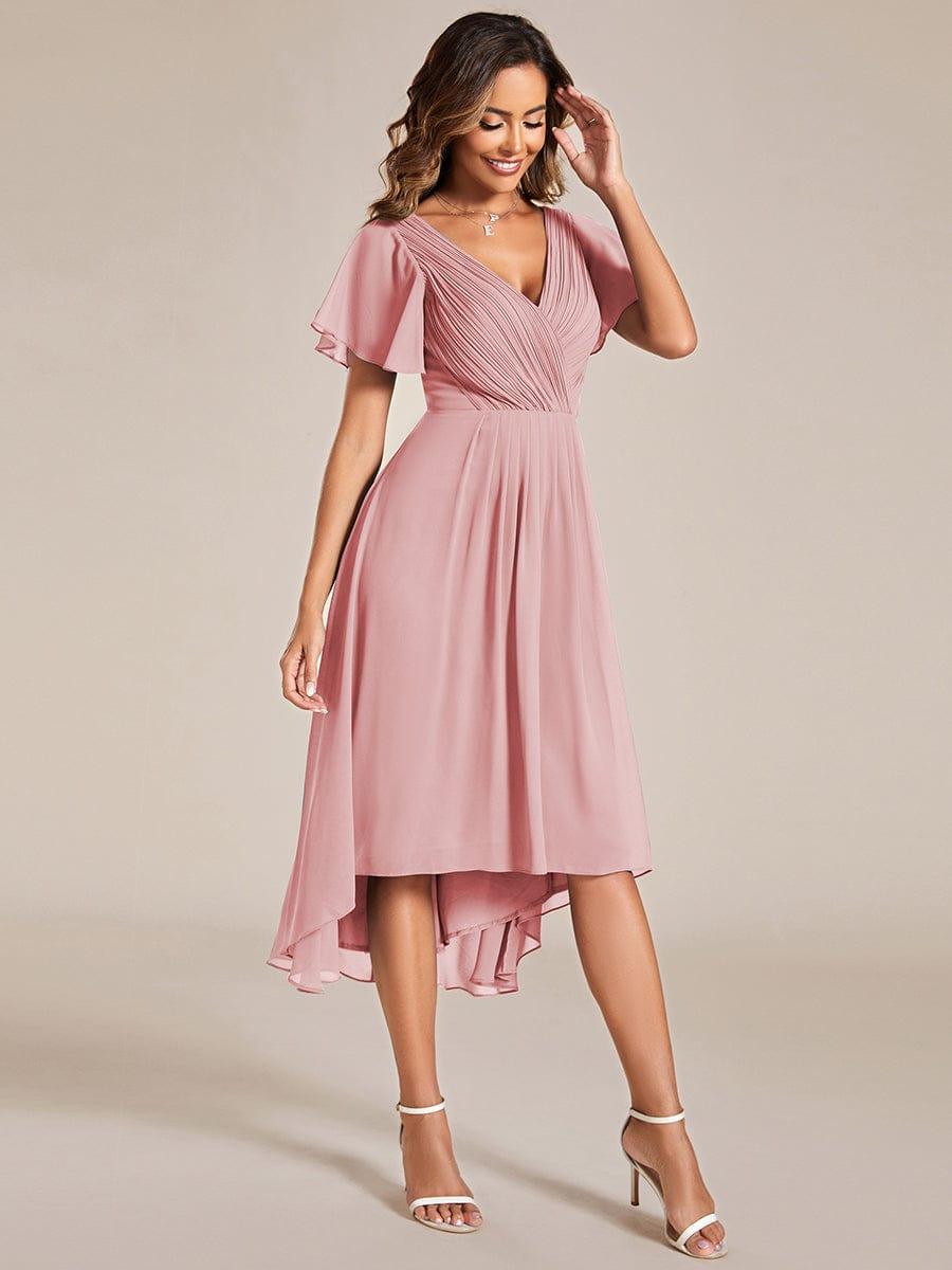 Stunning High-Low V-Neck Dress: Elevate Your Wedding Guest Style!