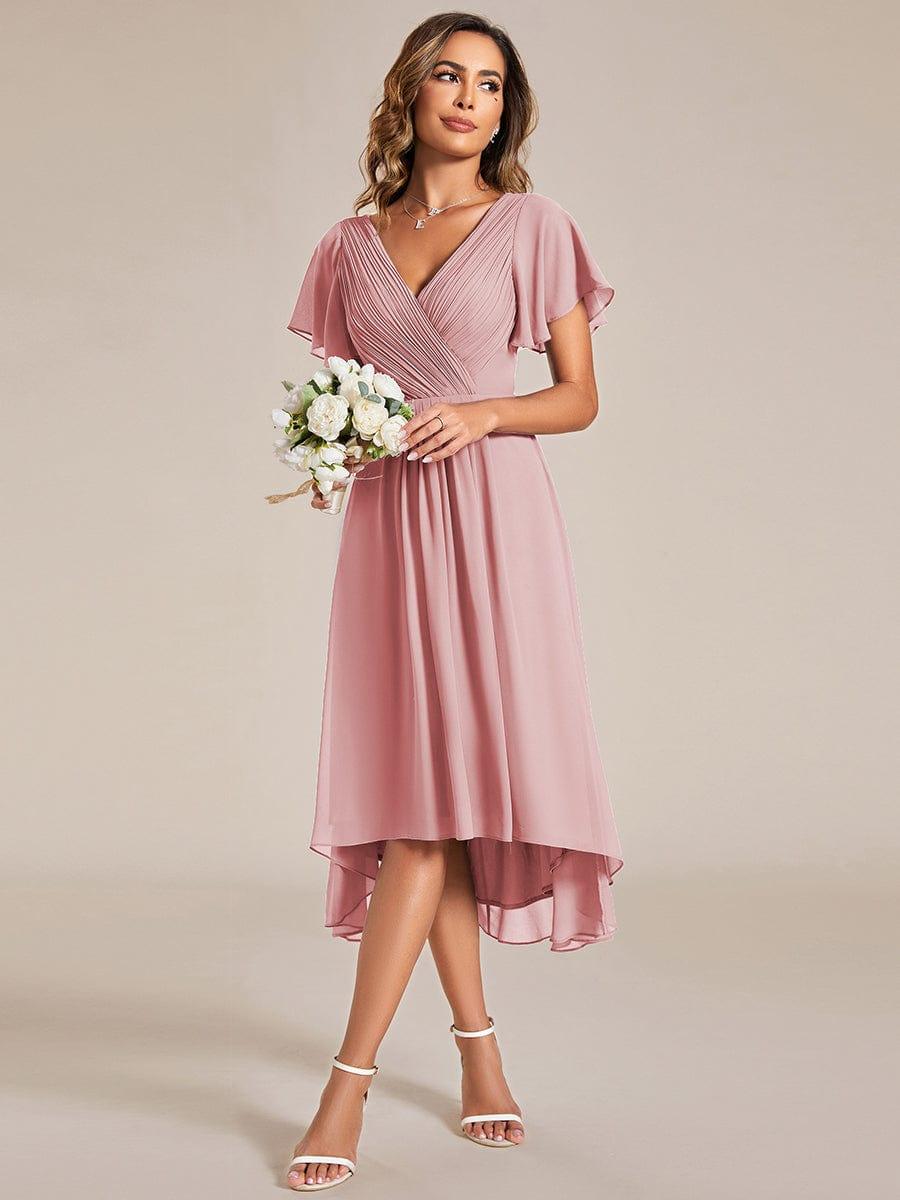 Stunning High-Low V-Neck Dress: Elevate Your Wedding Guest Style!