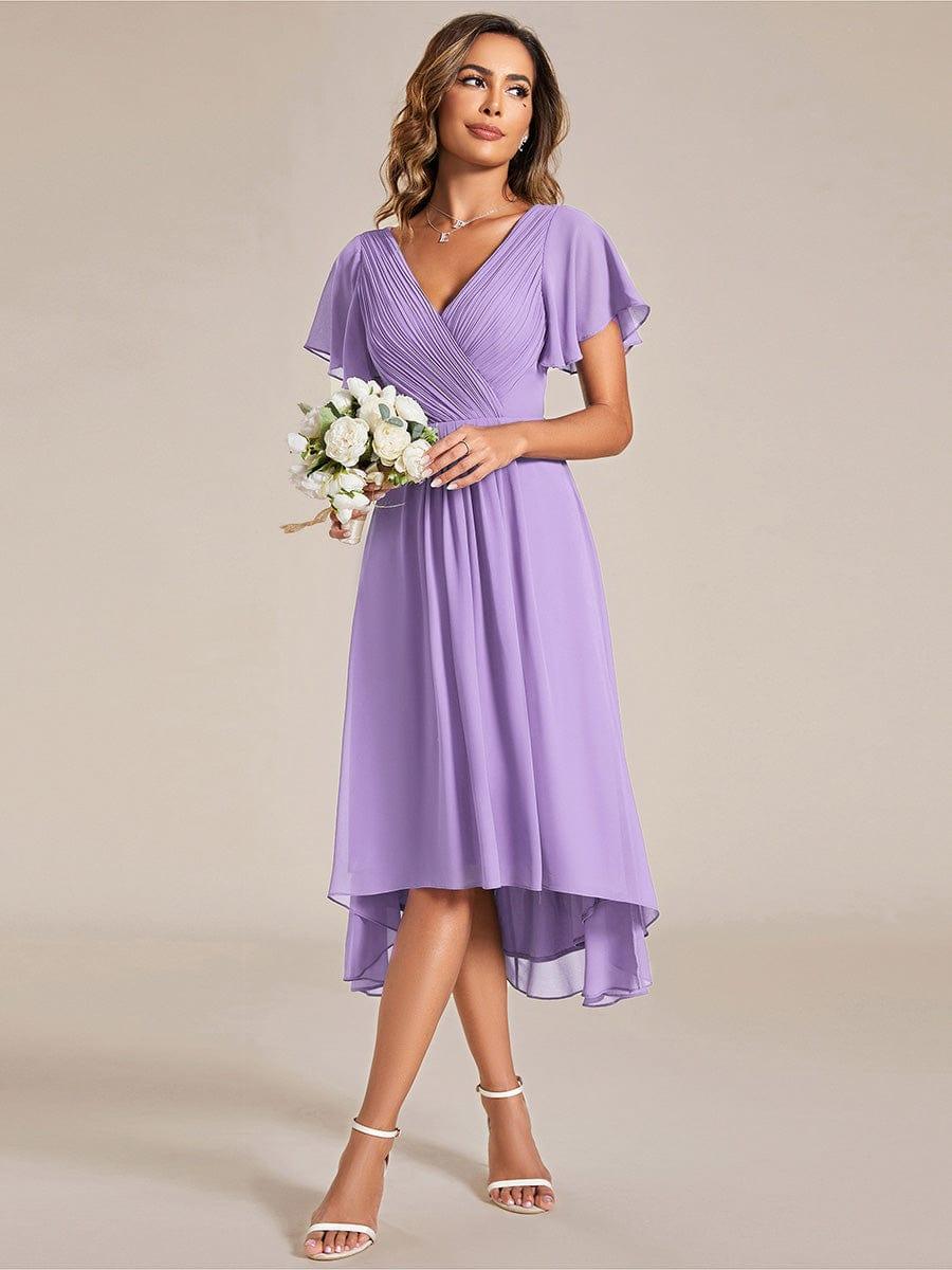 Stunning High-Low V-Neck Dress: Elevate Your Wedding Guest Style!