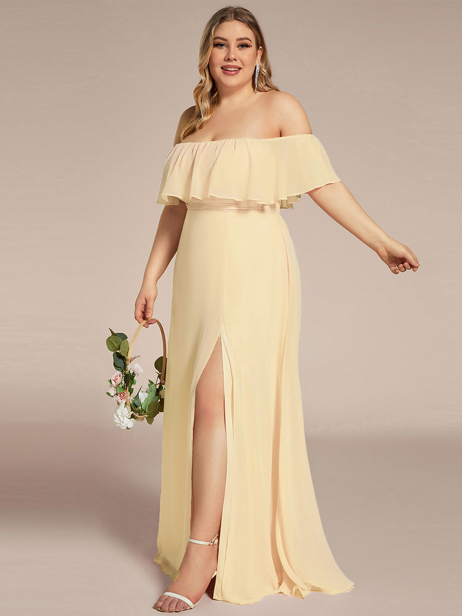 ✨Unleash Your Inner Diva: Stunning Off-Shoulder Ruffle Dress with Flirty Thigh Split!