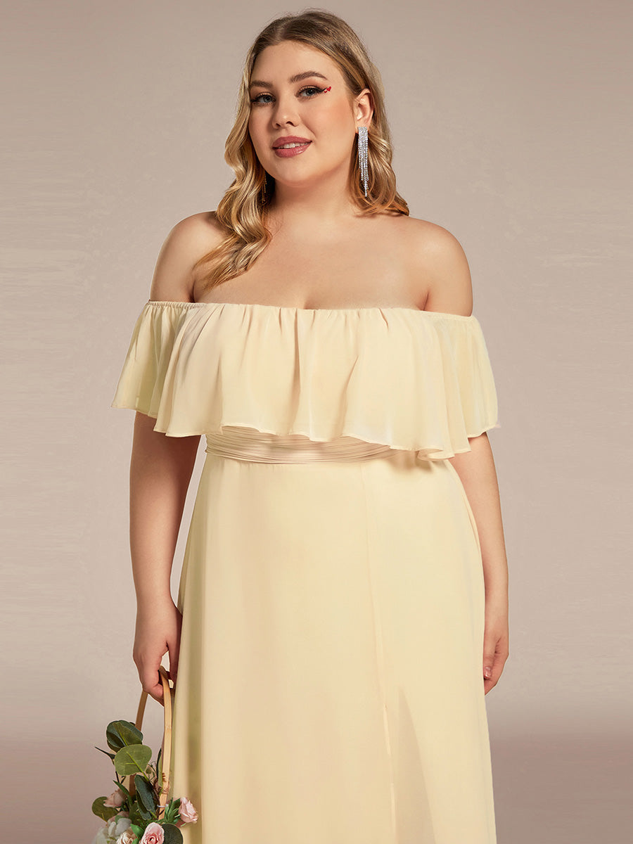 ✨Unleash Your Inner Diva: Stunning Off-Shoulder Ruffle Dress with Flirty Thigh Split!