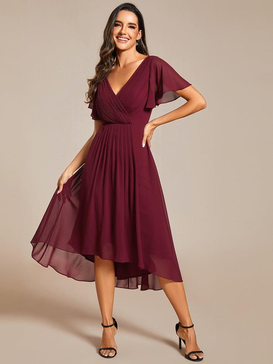 Stunning High-Low V-Neck Dress: Elevate Your Wedding Guest Style!